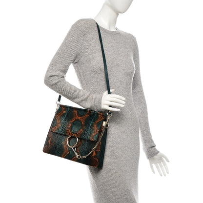 Chloe Python Medium Faye Shoulder Bag Teal 2 of 6