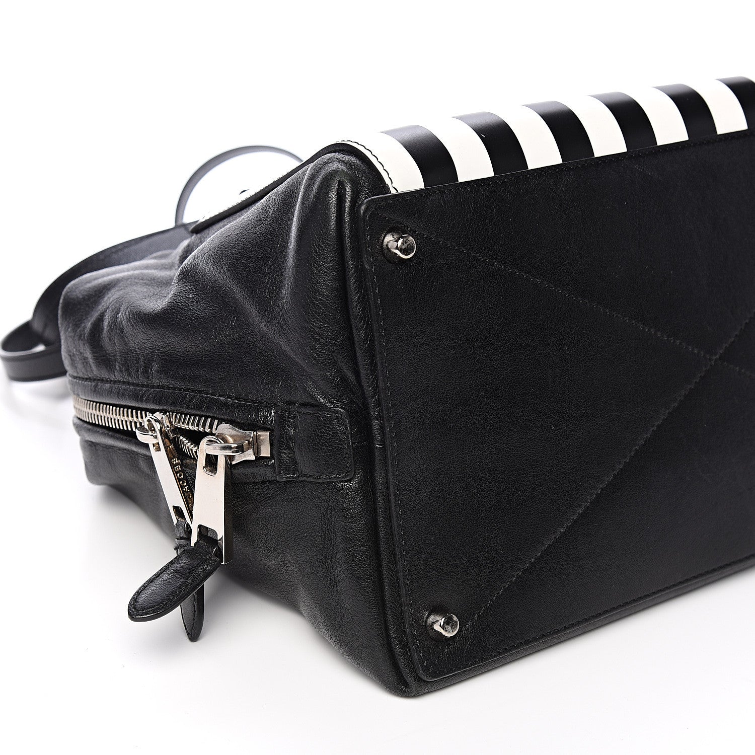 Marc Jacobs Calfskin Striped Antonia Satchel Black White 7 of 9