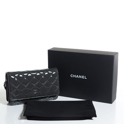 Chanel Patent Quilted Wallet On Chain WOC Dark Grey 9 of 9