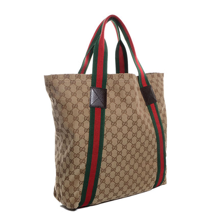 Gucci GG Monogram Medium Web Handle Vertical Tote Bag Dark Brown 2 of 7