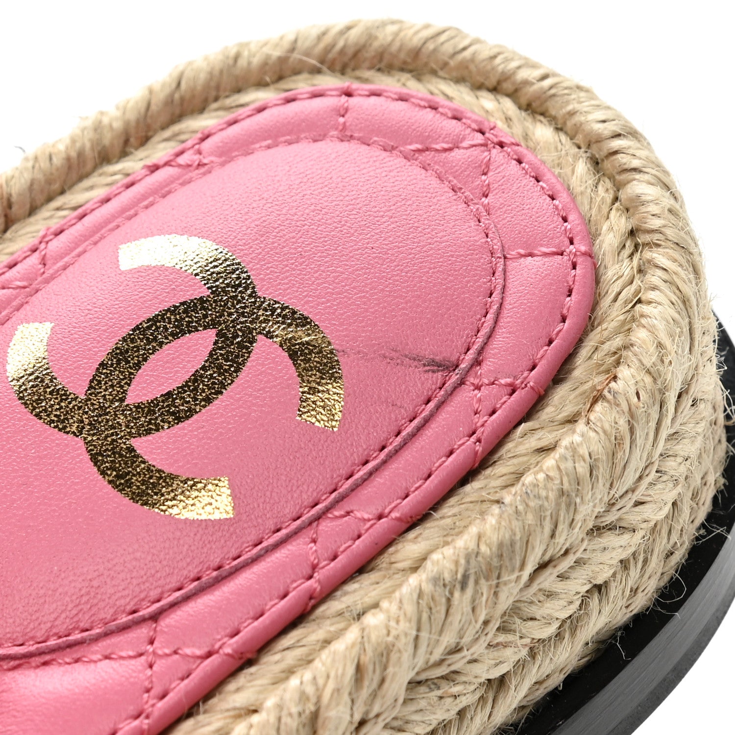 Chanel Stretch Fabric Lambskin CC Flat Sandals 37 Pink Black 9 of 10