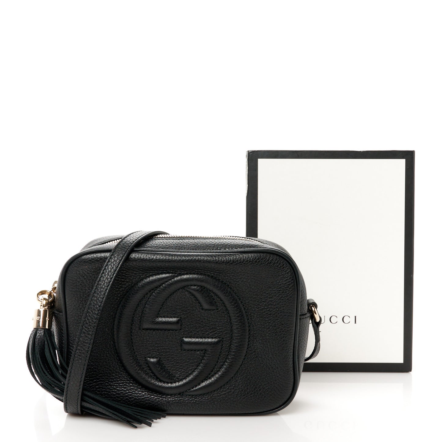 Pebbled Calfskin Small Soho Disco Bag Black