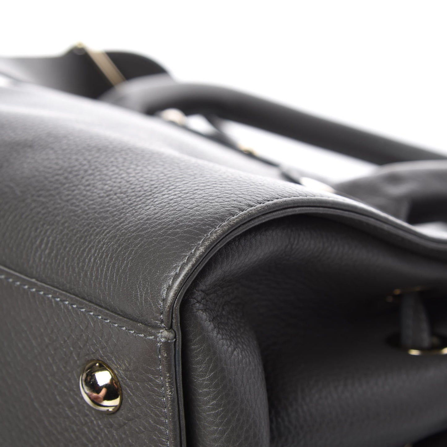 Grainy Calfskin Large Rosalie Satchel Grey