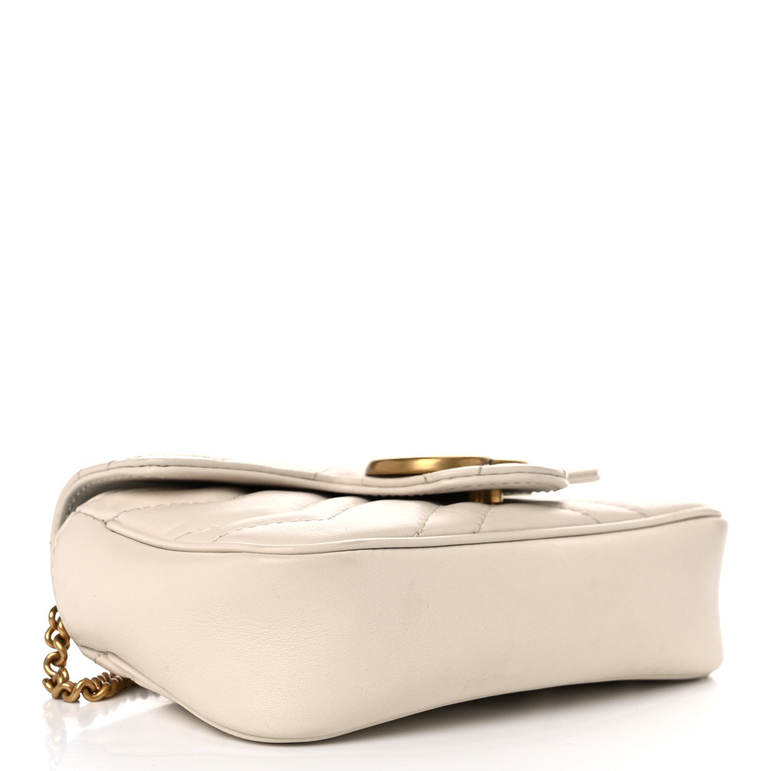 Gucci Calfskin Matelasse Super Mini GG Marmont Shoulder Bag White 4 of 11