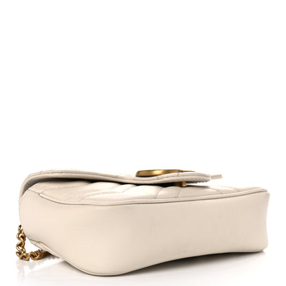 Gucci Calfskin Matelasse Super Mini GG Marmont Shoulder Bag White 4 of 11