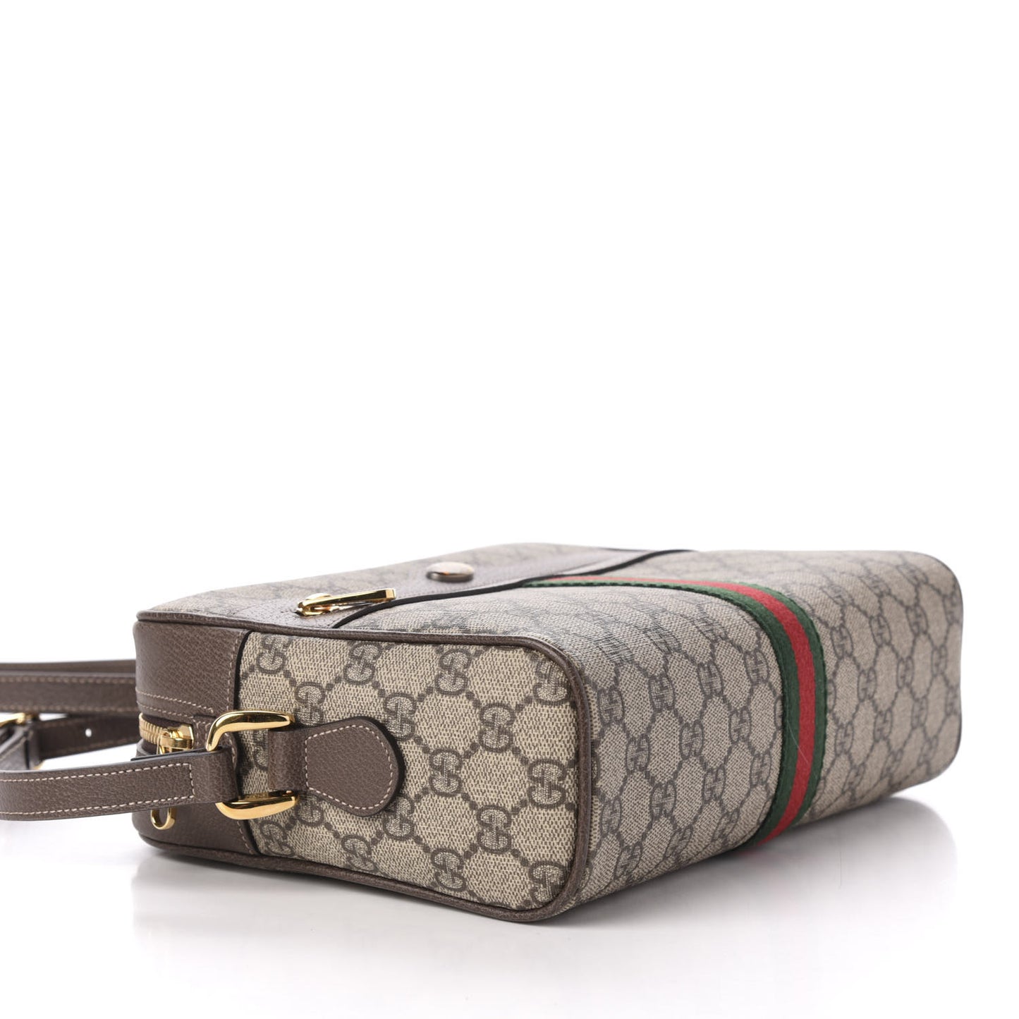 GG Supreme Monogram Web Small Ophidia Shoulder Bag Brown