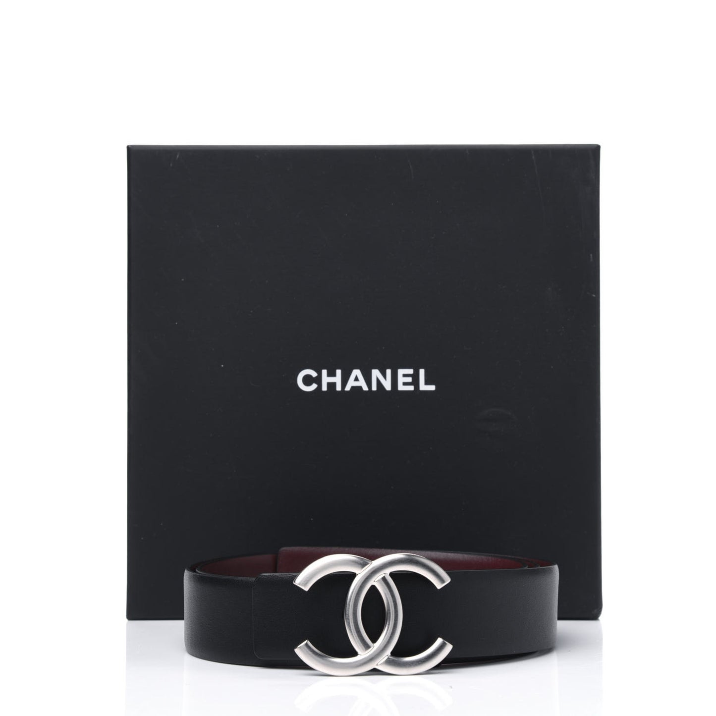 Calfskin CC Reversible Belt 85 34 Black Burgundy