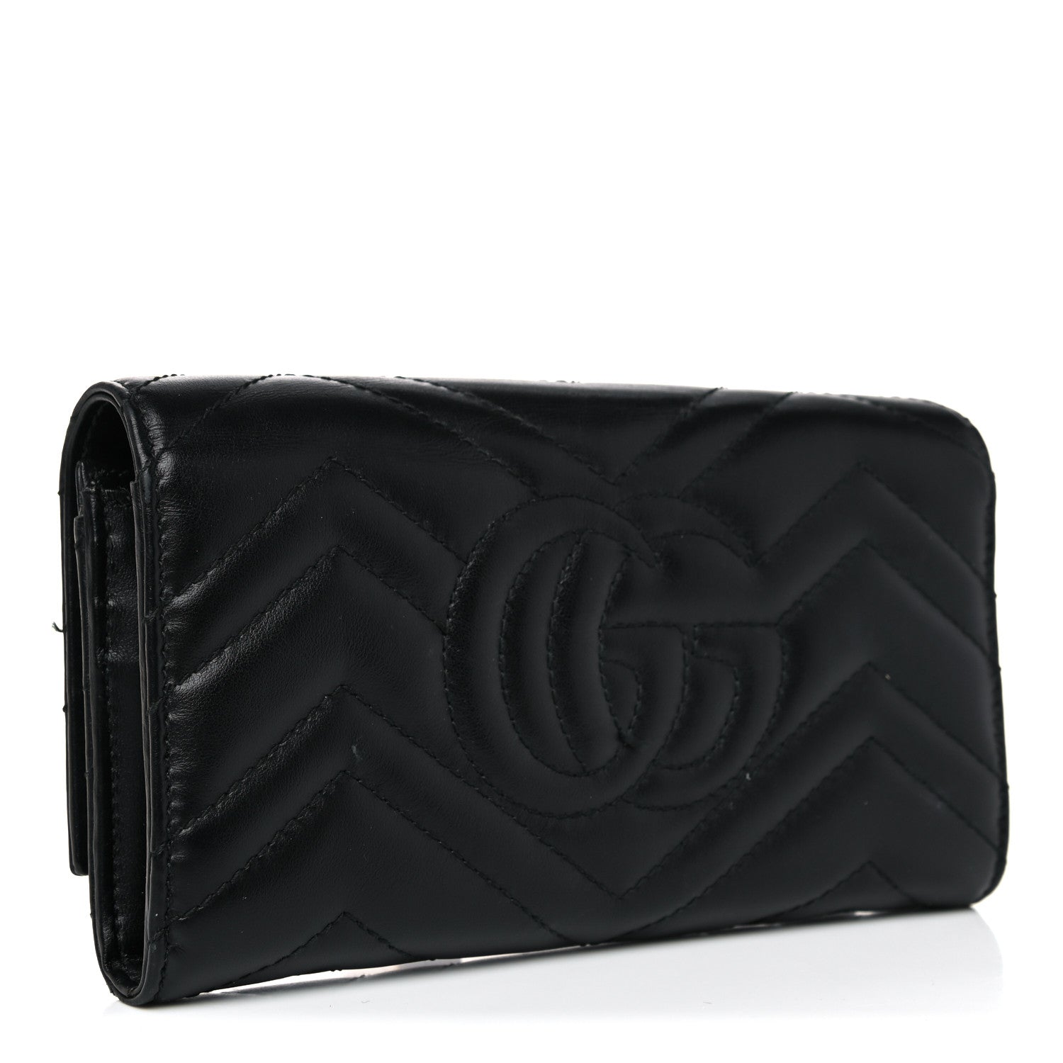 Gucci Calfskin Matelasse GG Marmont Continental Wallet Black 3 of 20
