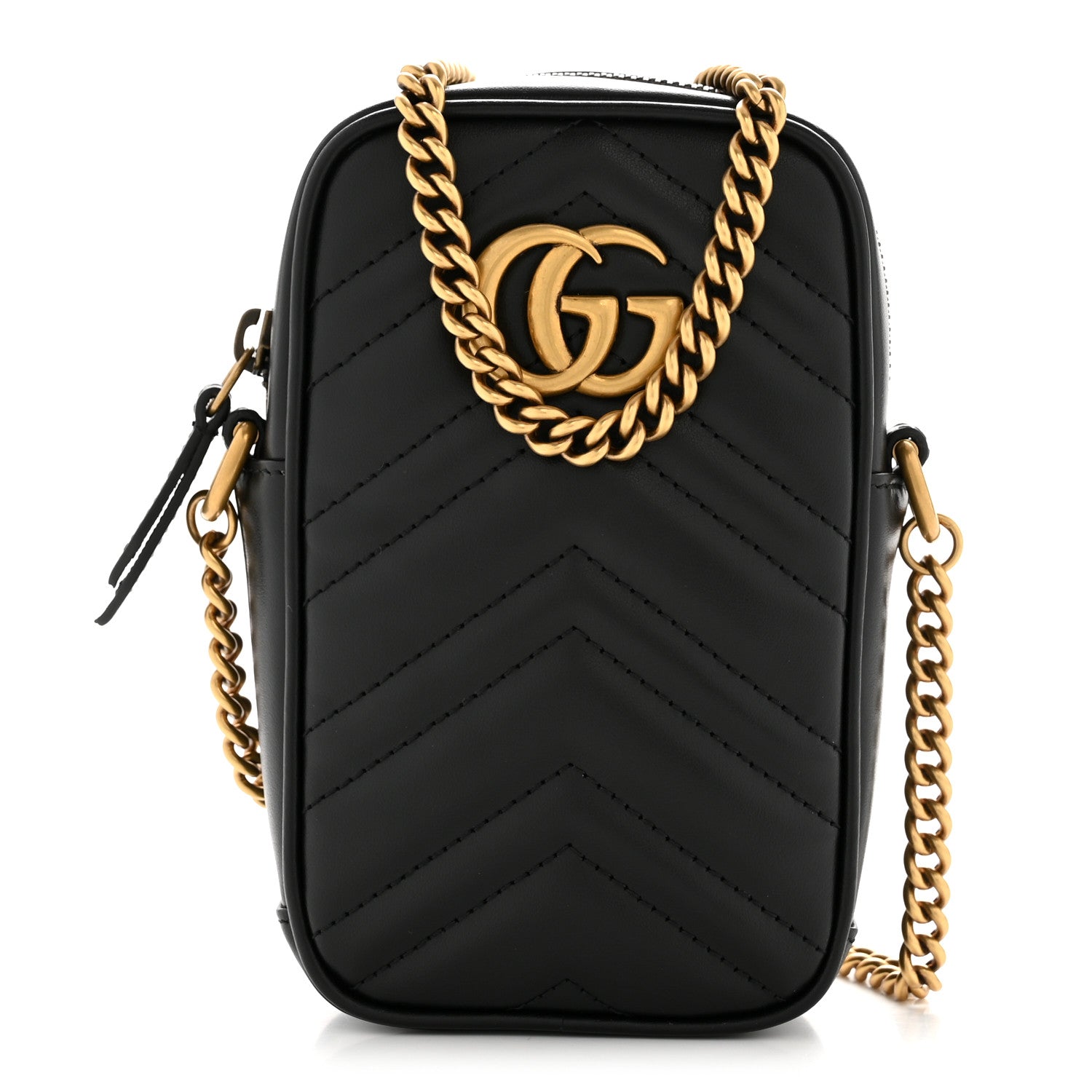 Gucci Calfskin Matelasse Mini GG Marmont Crossbody Bag Black 1 of 11