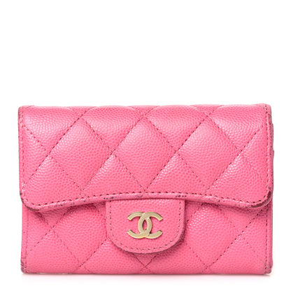 Chanel Caviar Quilted Flap Card Holder Wallet Pink 1 of 15