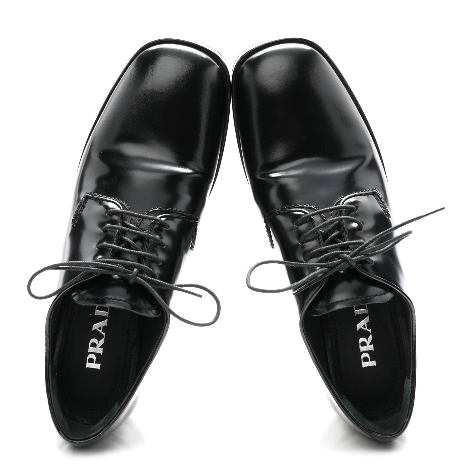 Prada Spazzolato Lace Up Derby Platform Loafers 37 Black 2 of 10