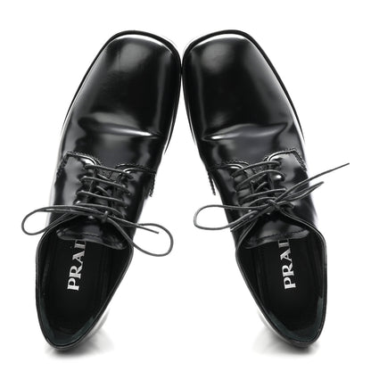 Prada Spazzolato Lace Up Derby Platform Loafers 37 Black 2 of 10