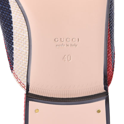 Gucci Canvas Sylvie Stripe Womens Princetown Slippers 40 Mystic White Hibiscus Red Maritime 6 of 9