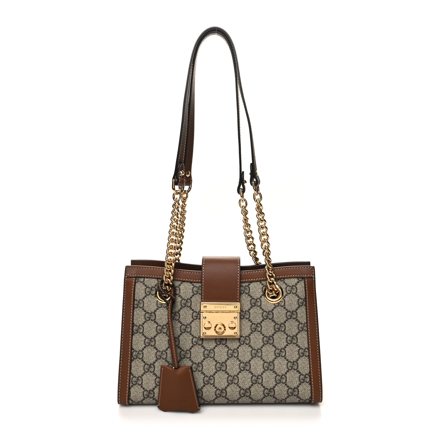 Gucci GG Supreme Monogram Calfskin Small Padlock Tote Beige Ebony Tuscany 1 of 10