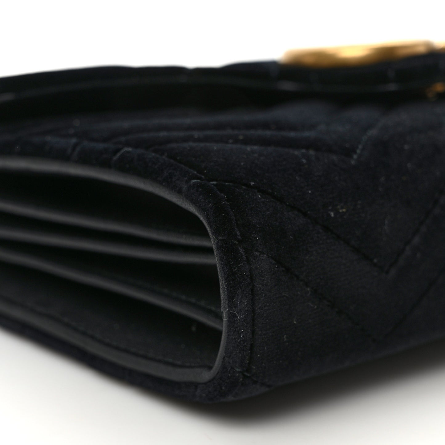 Velvet Matelasse GG Marmont Chain Wallet Black