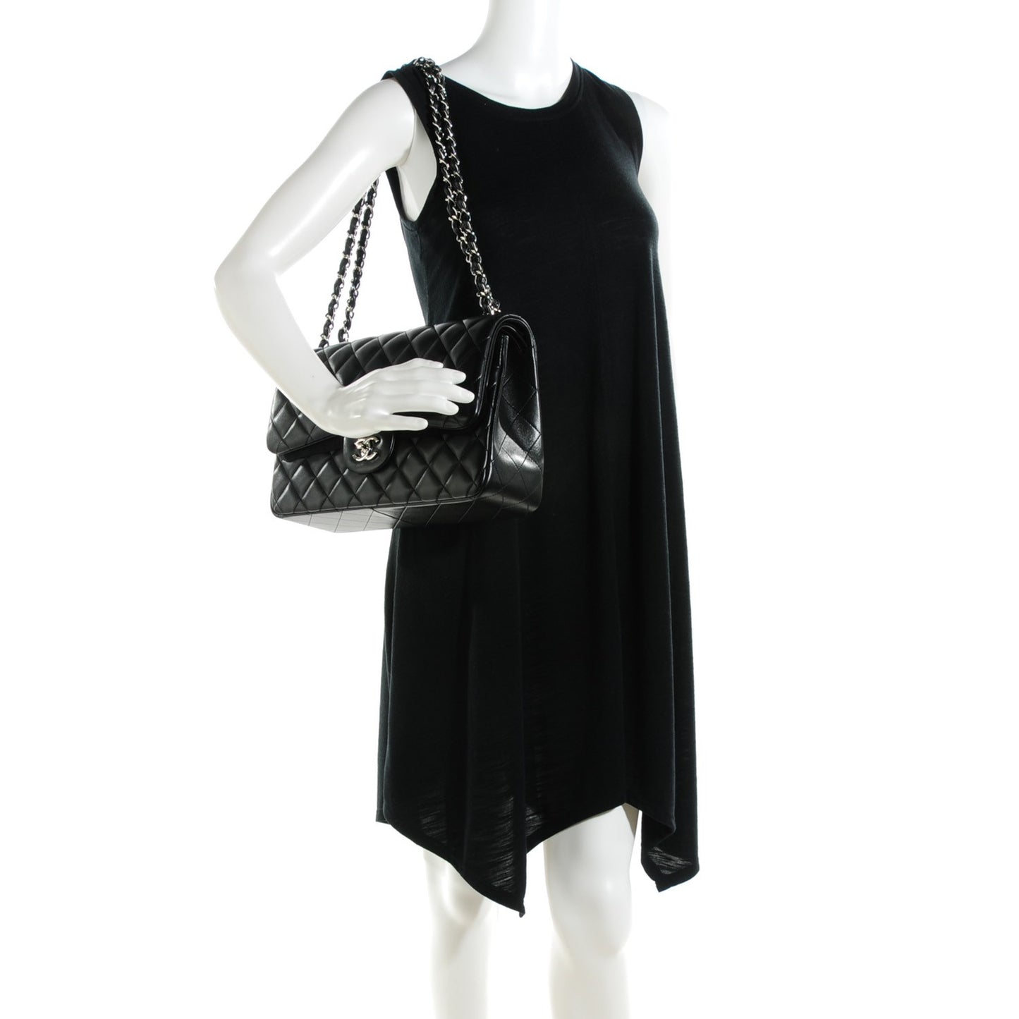Lambskin Quilted Jumbo Double Flap Black