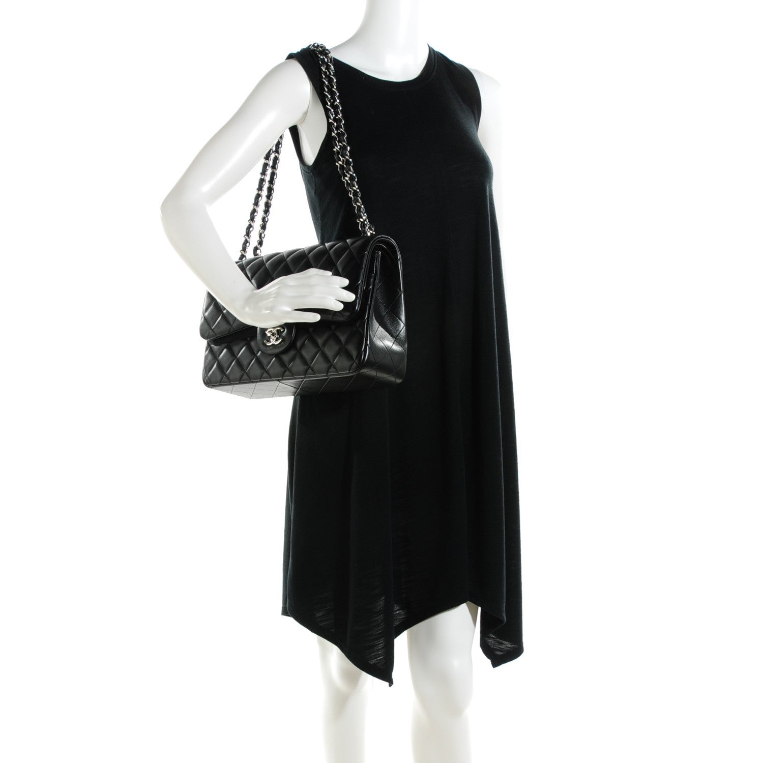 Chanel Lambskin Quilted Jumbo Double Flap Black 2 of 9