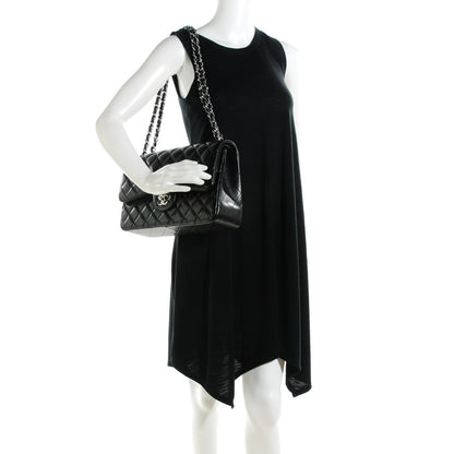 Chanel Lambskin Quilted Jumbo Double Flap Black 2 of 9