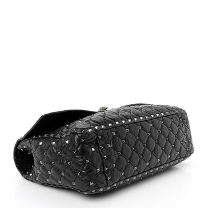 Valentino Garavani Craquele Nappa Large Rockstud Spike Shoulder Bag Black 4 of 9