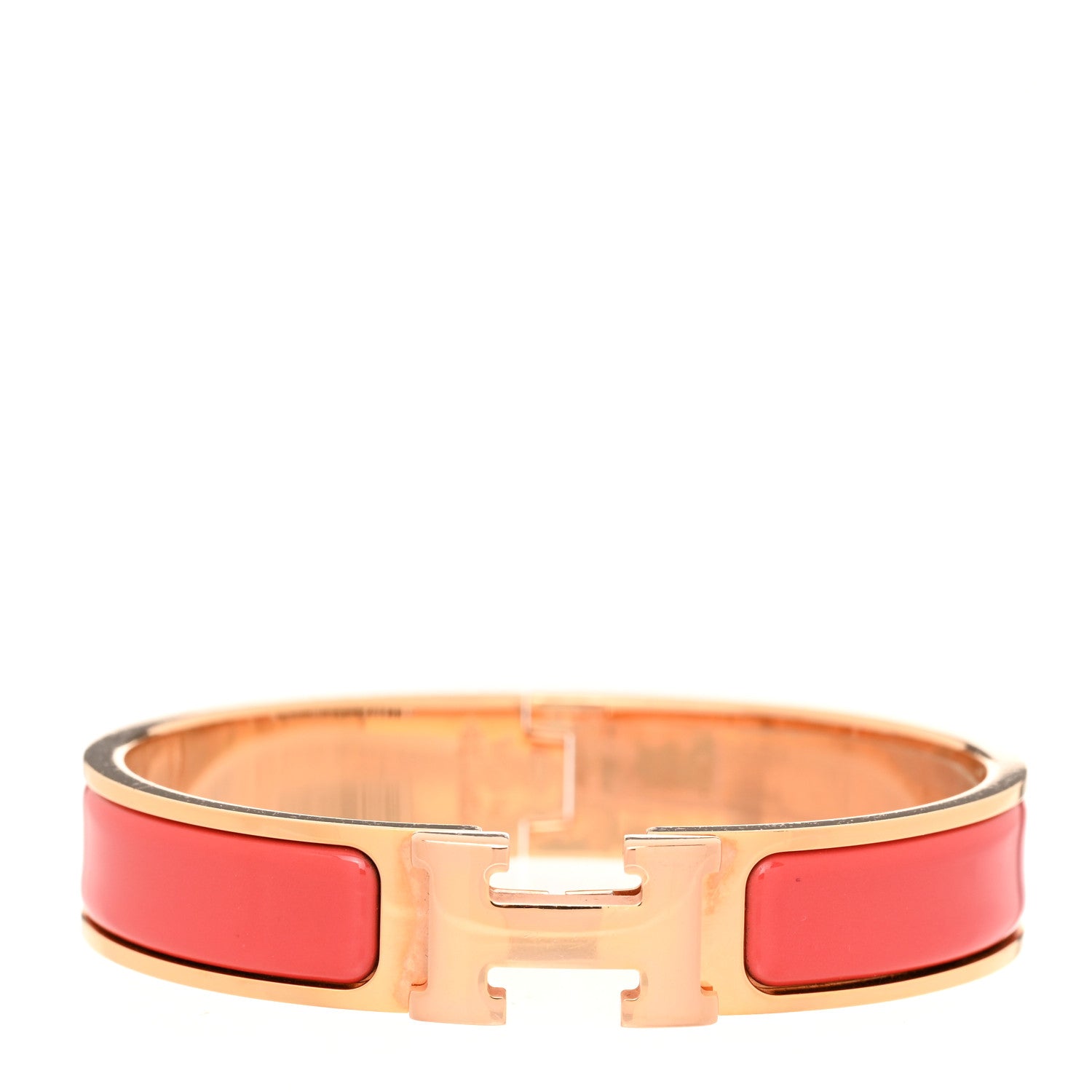 Hermes Enamel Narrow Clic Clac H Bracelet GM Rouge Corail 1 of 5