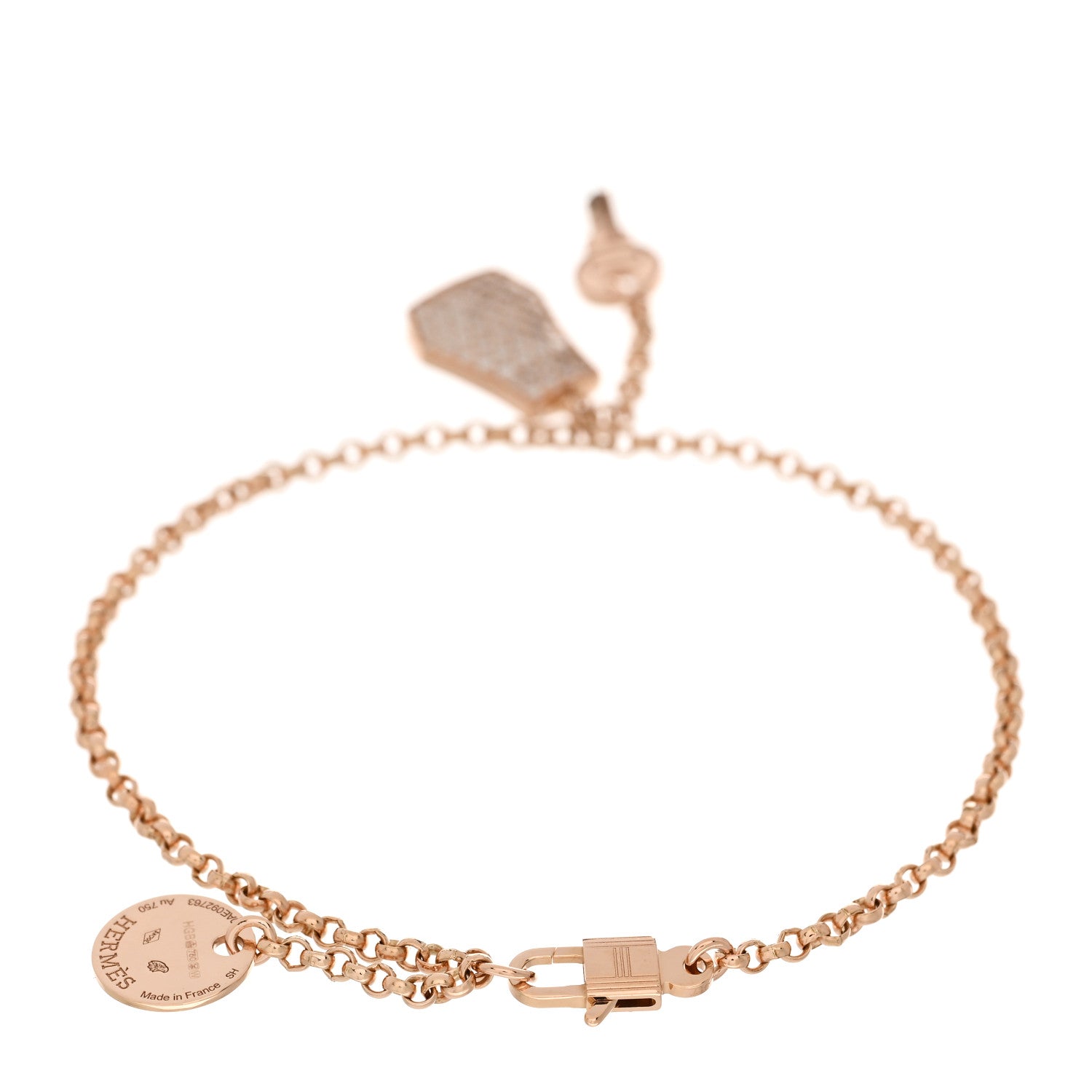 Hermes 18K Rose Gold Diamond PM Kelly Clochette Bracelet SH 2 of 4
