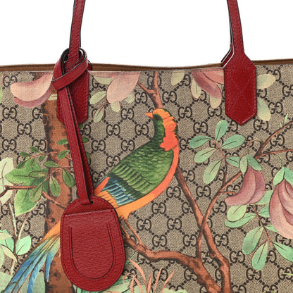 Gucci GG Supreme Monogram Tian Medium Shopping Tote Beige Multicolor Red 8 of 10