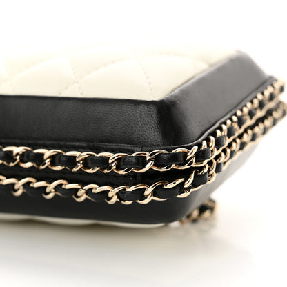 Chanel Lambskin Quilted Chain Around White Black 10 of 10