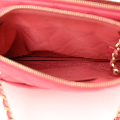Chanel Shiny Lambskin Quilted Small Double Case With Strap Pink 6 of 11