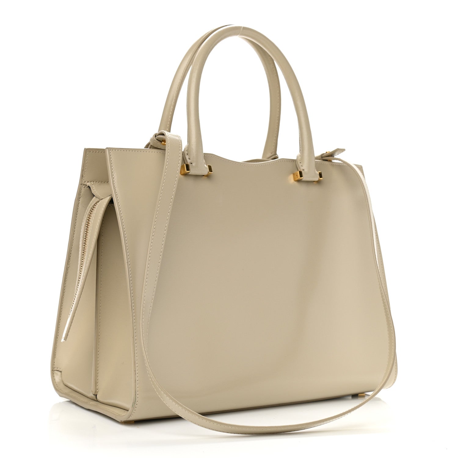 Saint Laurent Shiny Calfskin Medium Uptown Tote Sea Salt 3 of 14
