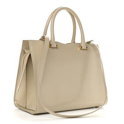 Saint Laurent Shiny Calfskin Medium Uptown Tote Sea Salt 3 of 14