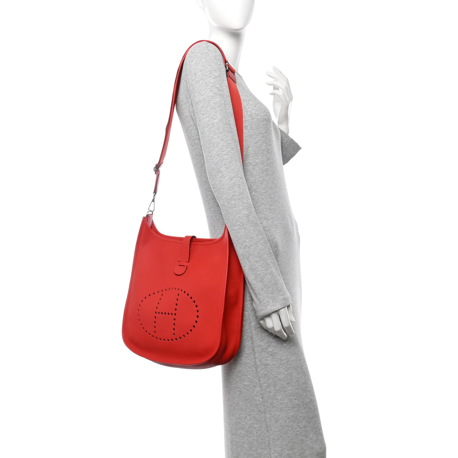 Hermes Taurillon Clemence Evelyne III GM Rouge Garance 2 of 12