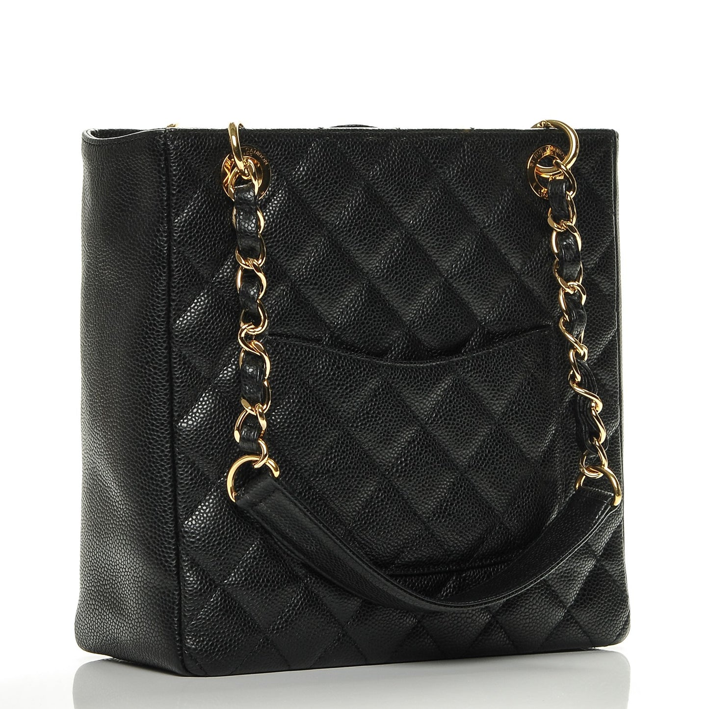 Caviar Quilted Petit Shopping Tote PST Black