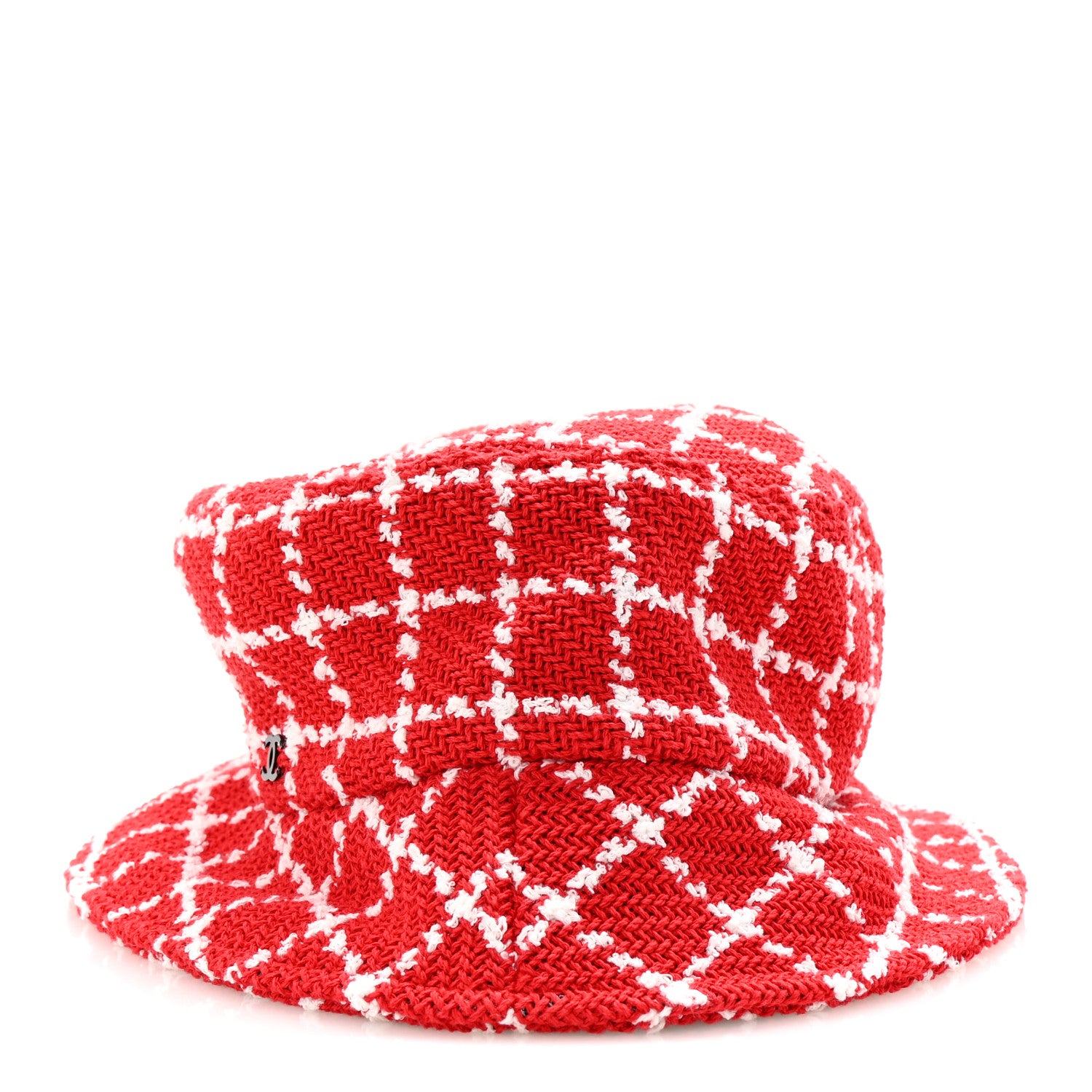 Chanel Cotton Tweed CC Bucket Hat L Red White 4 of 8