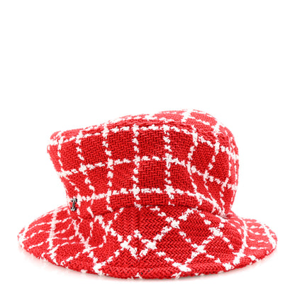 Chanel Cotton Tweed CC Bucket Hat L Red White 4 of 8