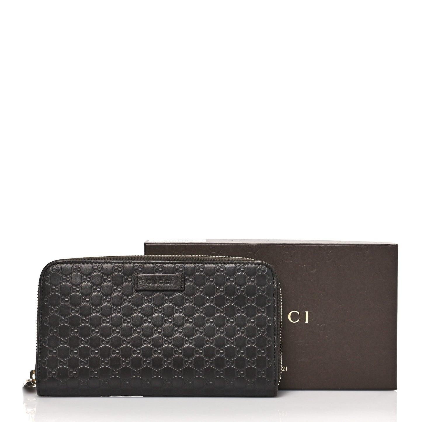 Microguccissima Large Zip Around Organizer Wallet Brown