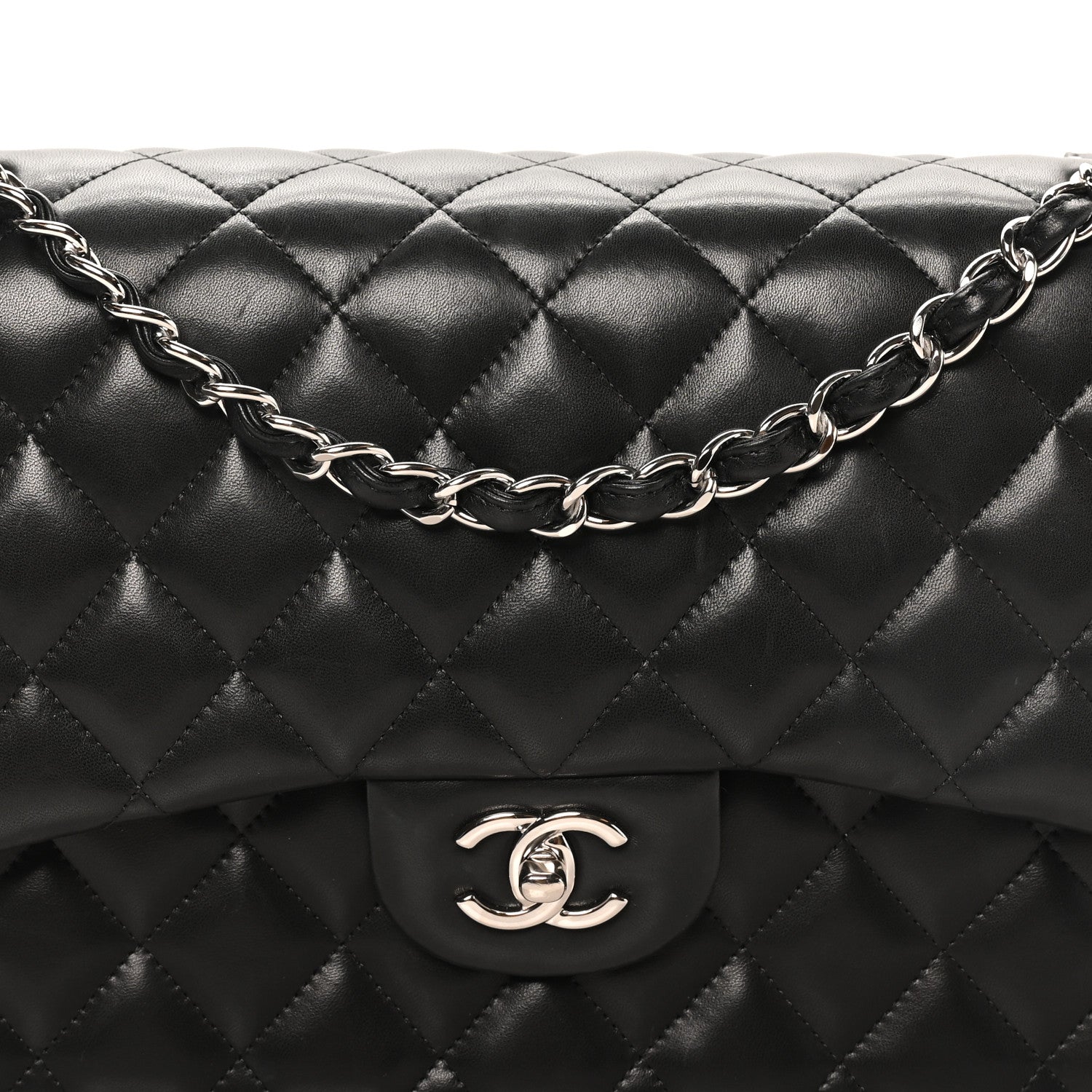 Chanel Lambskin Quilted Jumbo Double Flap Black 8 of 10
