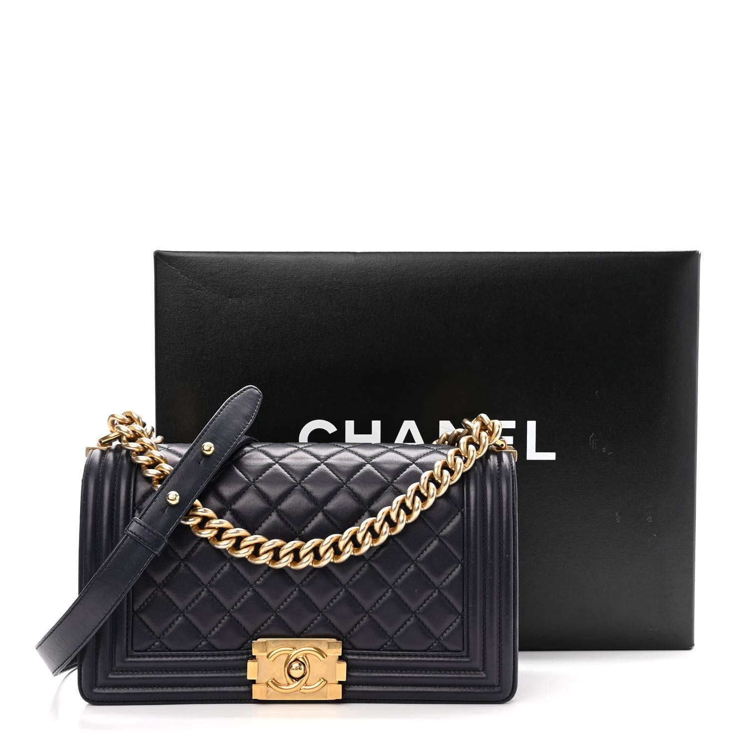 Chanel Lambskin Quilted Medium Boy Flap Dark Navy 13 of 13