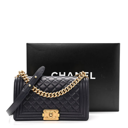 Chanel Lambskin Quilted Medium Boy Flap Dark Navy 13 of 13