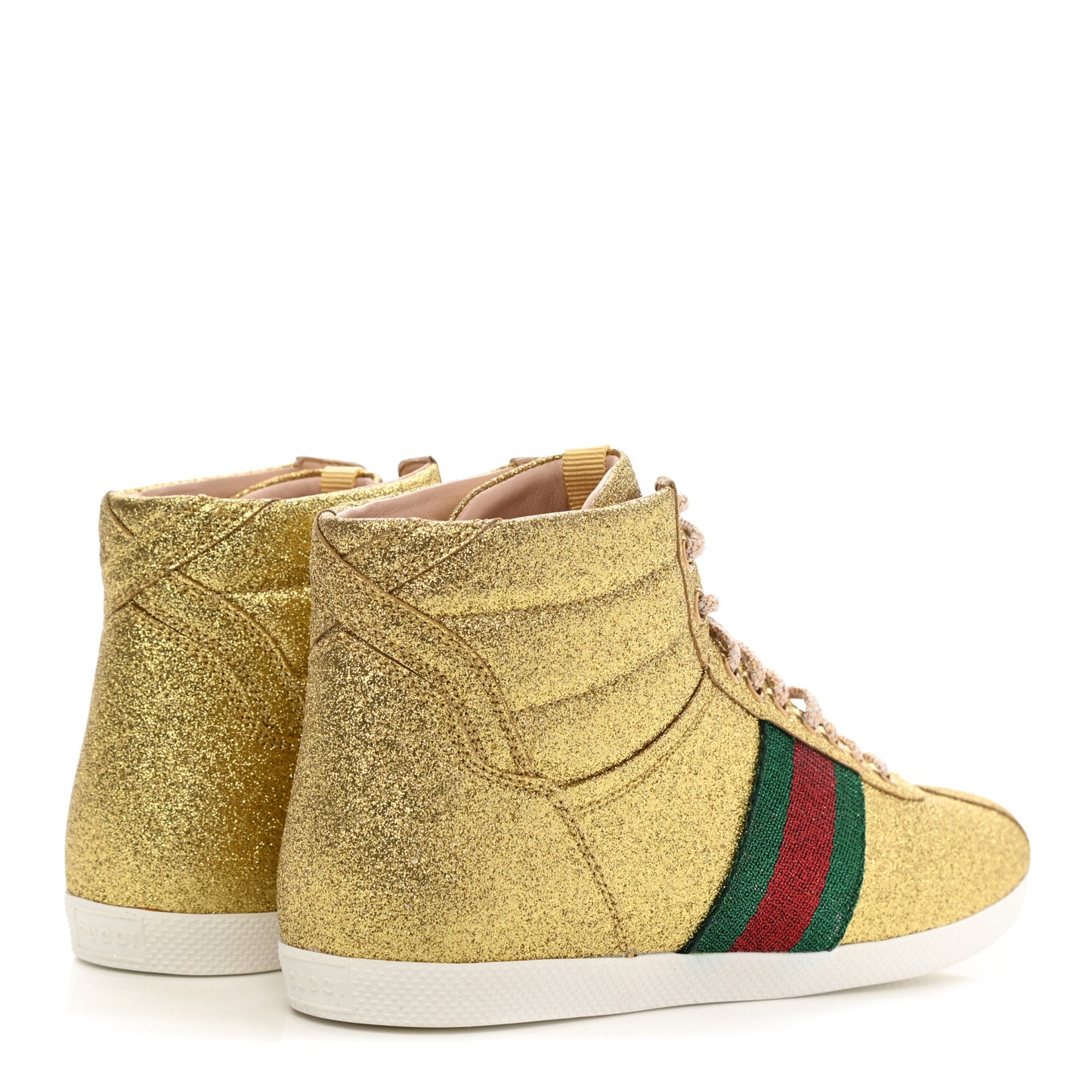 Glitter Web New Bright High Top Sneakers 37.5 Oro