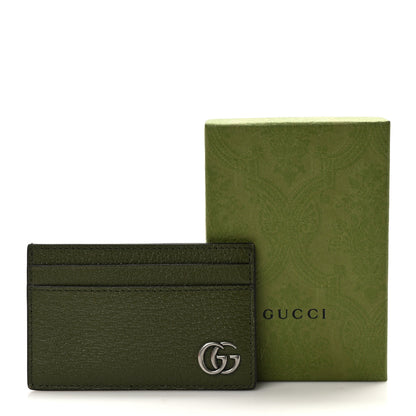 Gucci Textured Dollar Calfskin GG Marmont Card Holder Military Wood 9 of 9