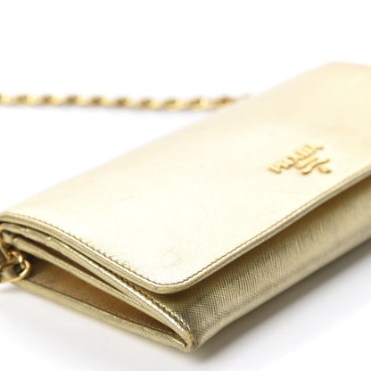 Prada Metallic Saffiano Metal Chain Wallet Platino 6 of 11