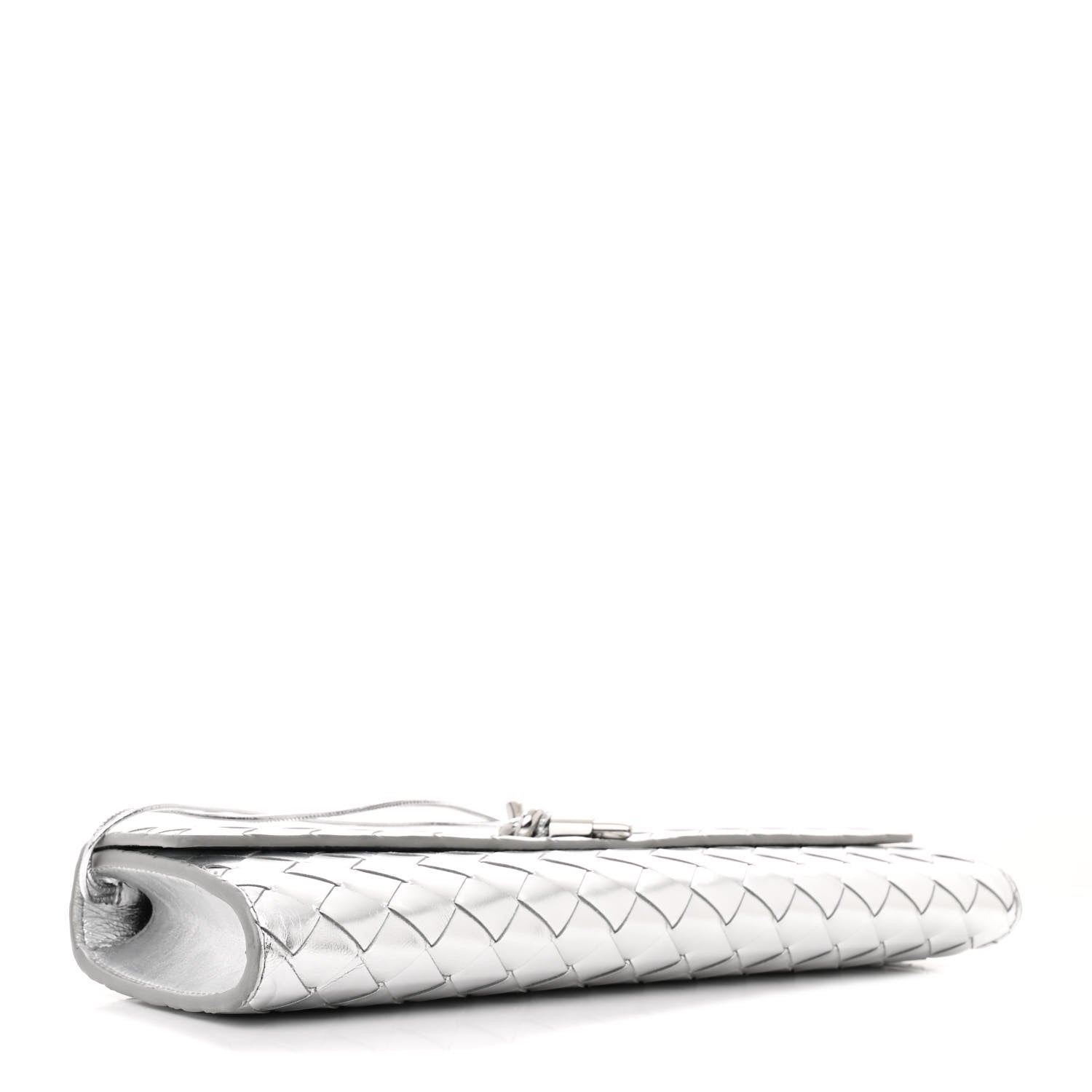 Bottega Veneta Metallic Nappa Intrecciato Long Andiamo Top Handle Silver 4 of 10