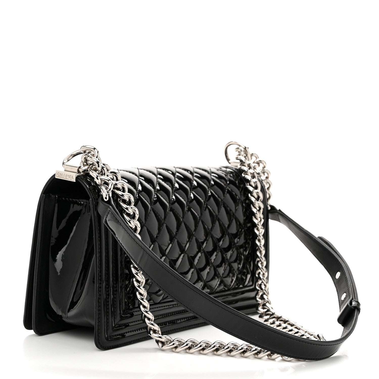 Chanel Patent Calfskin Quilted Medium Plexiglass Boy Flap Black 3 of 12