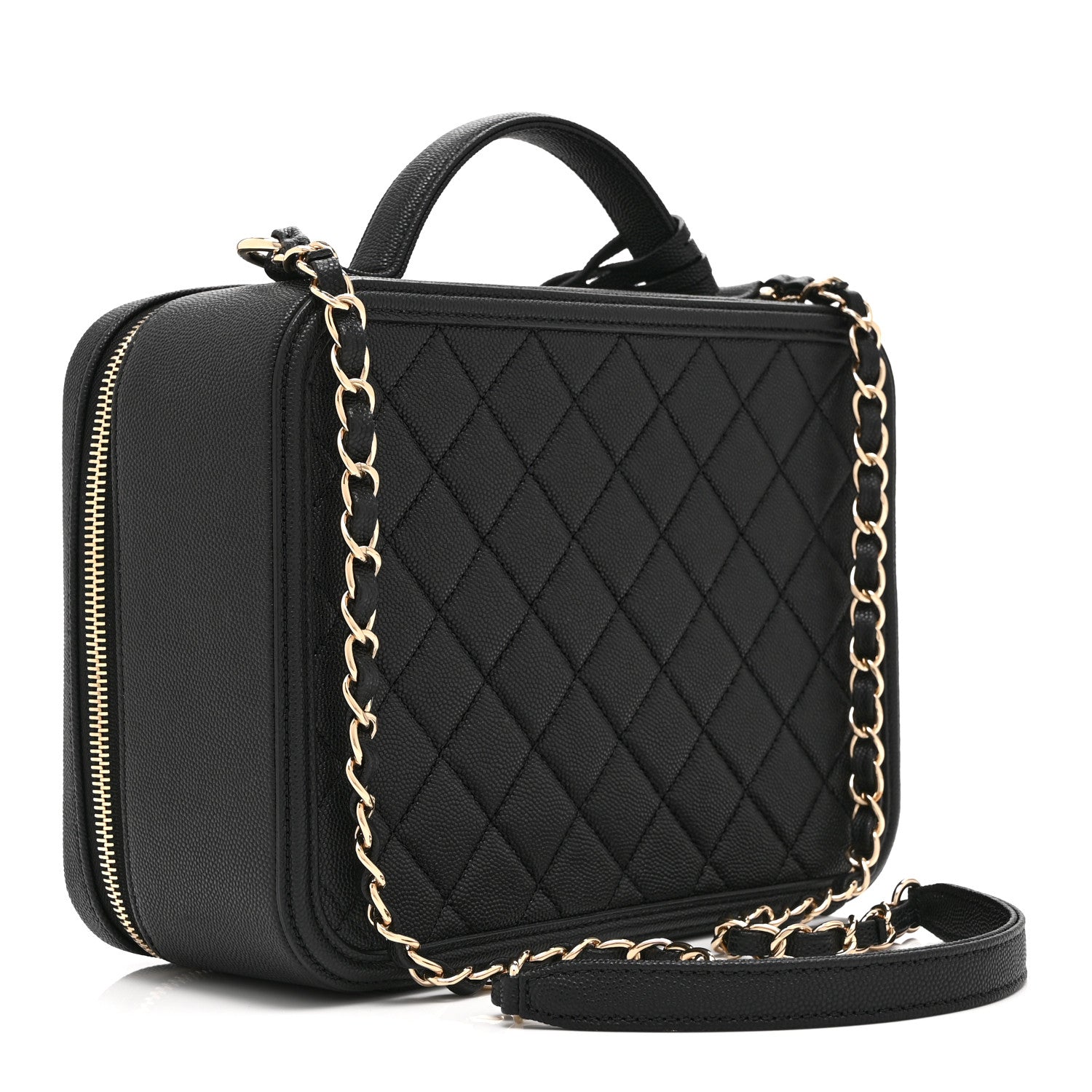 Chanel Caviar Quilted Large CC Filigree Vanity Case Black 4 of 12