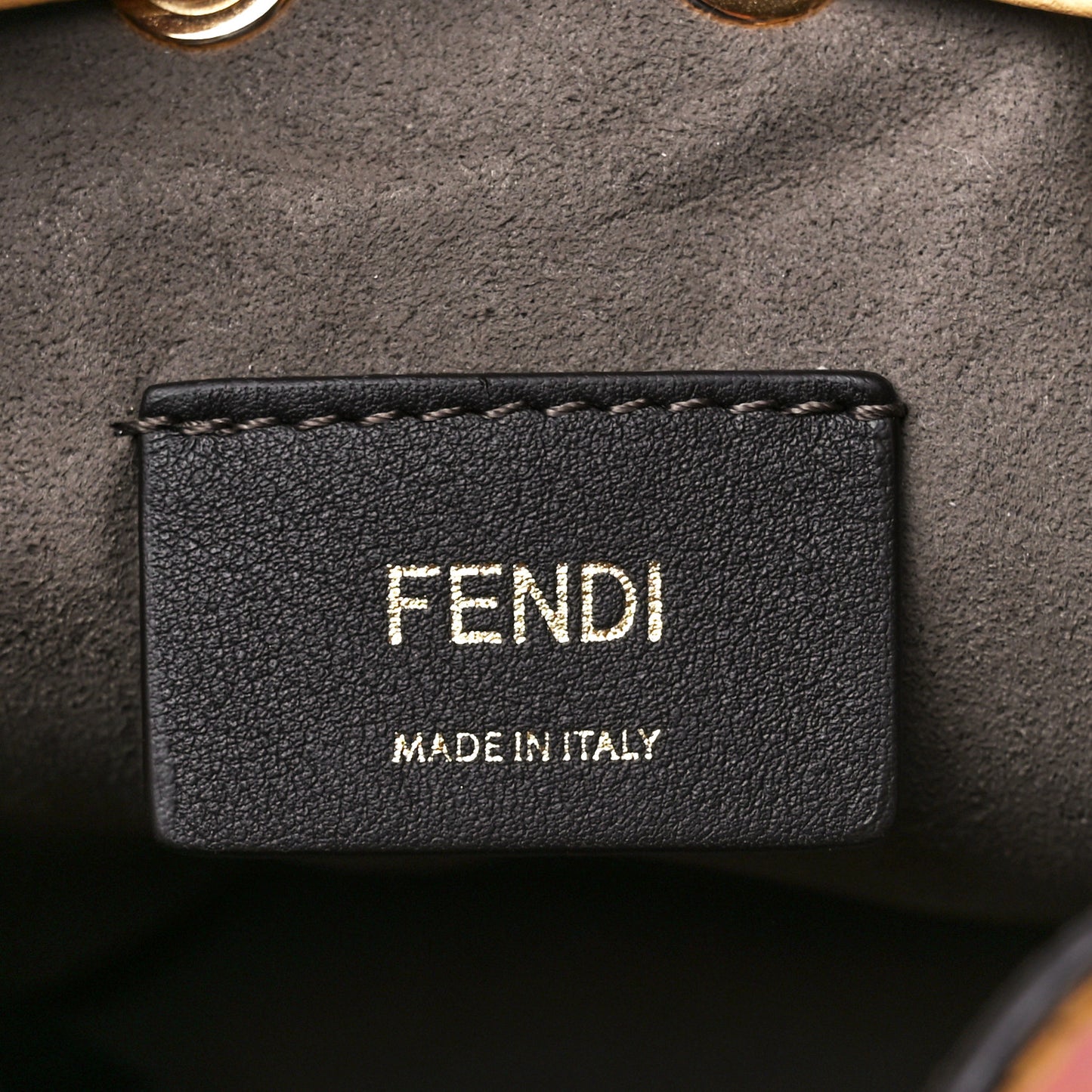Vitello Liberty F is Fendi Bi-Color FF 1974 Embossed Mini Mon Tresor Bucket Bag Savana Lollypop