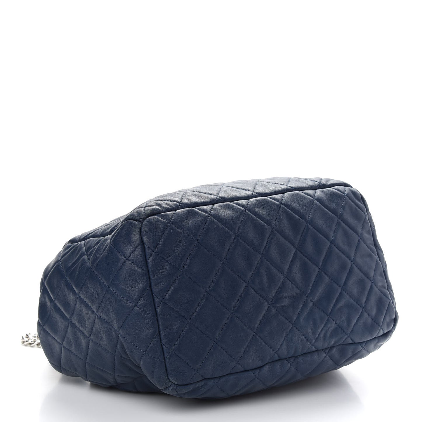 Lambskin Quilted CC Chain Drawstring Tote Blue