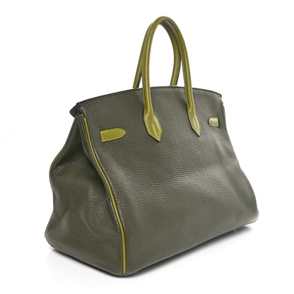 Hermes Taurillon Clemence Horseshoe Birkin 35 Vert Veronese Vert Anis 3 of 12