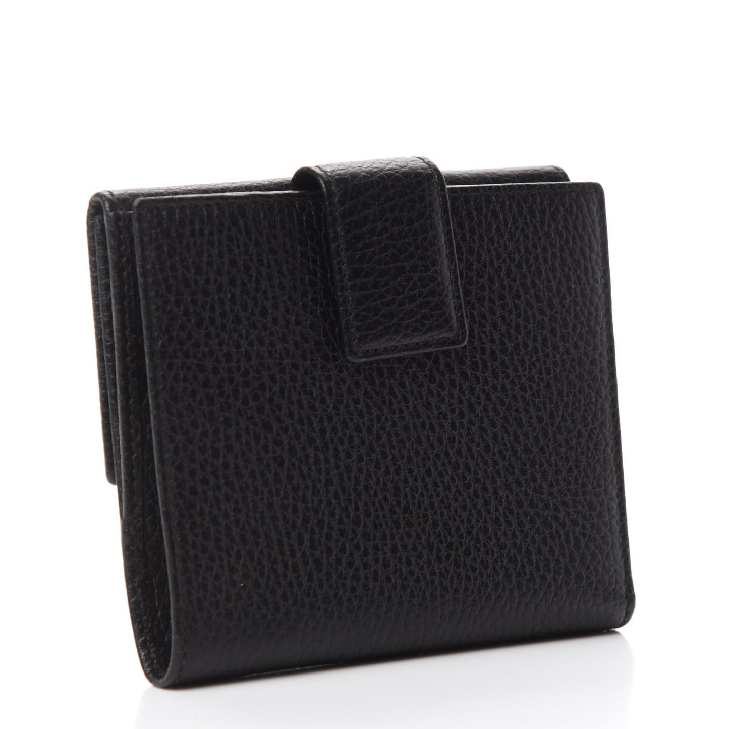 Dollar Calfskin Double G French Flap Wallet Black