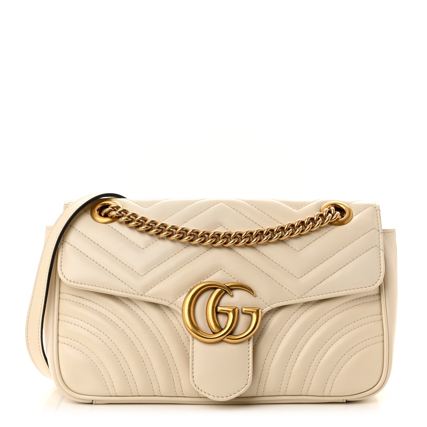 Calfskin Matelasse Small GG Marmont Shoulder Bag White