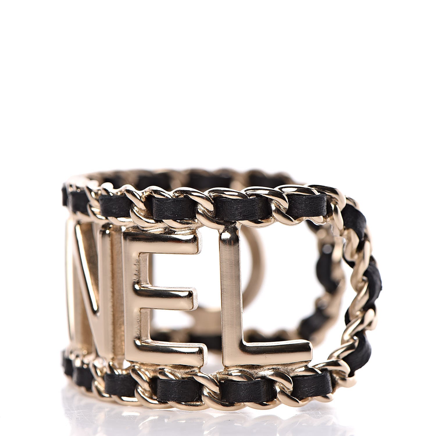 Chanel Lambskin Vintage Allure Cuff Bracelet M Black Gold 3 of 6